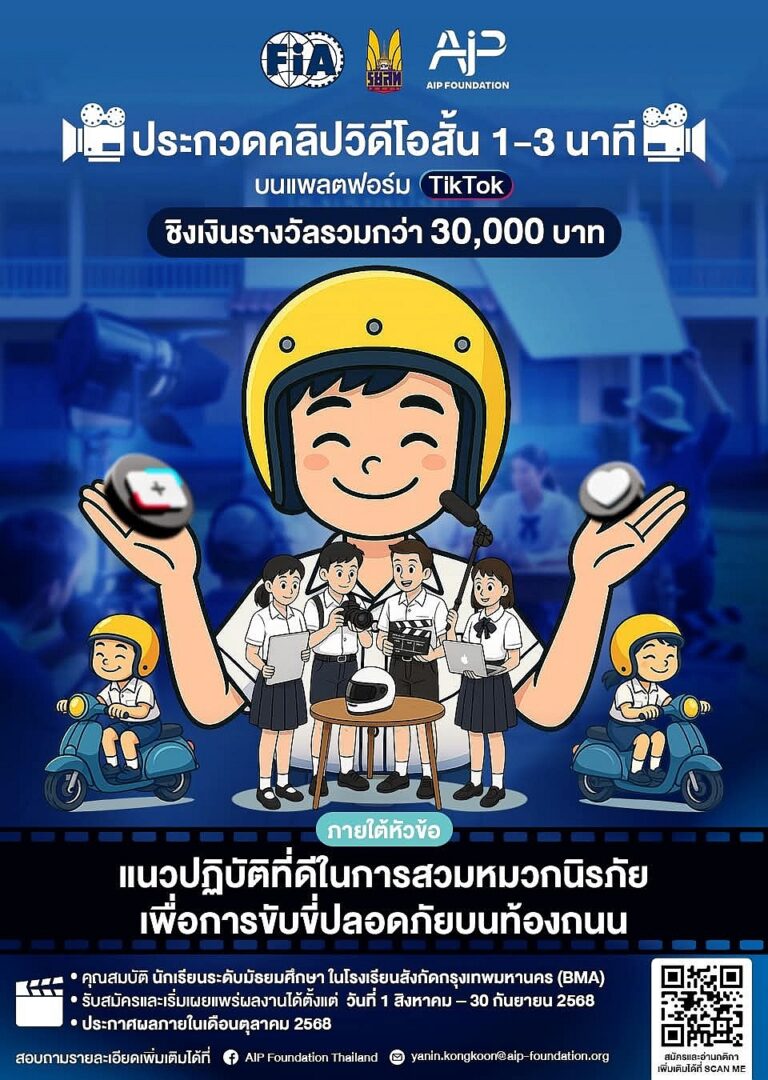 ประกวดคลิปวิดีโอสั้น  “แนวปฏิบัติที่ดีในการสวมหมวกนิรภัยเพื่อการขับขี่ปลอดภัยบนท้องถนน”